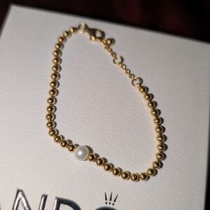 Pandora Gold Bracelet with Pearl Accent